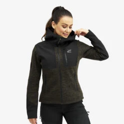 Wander Pro Wool Hoodie Women Dark Olive