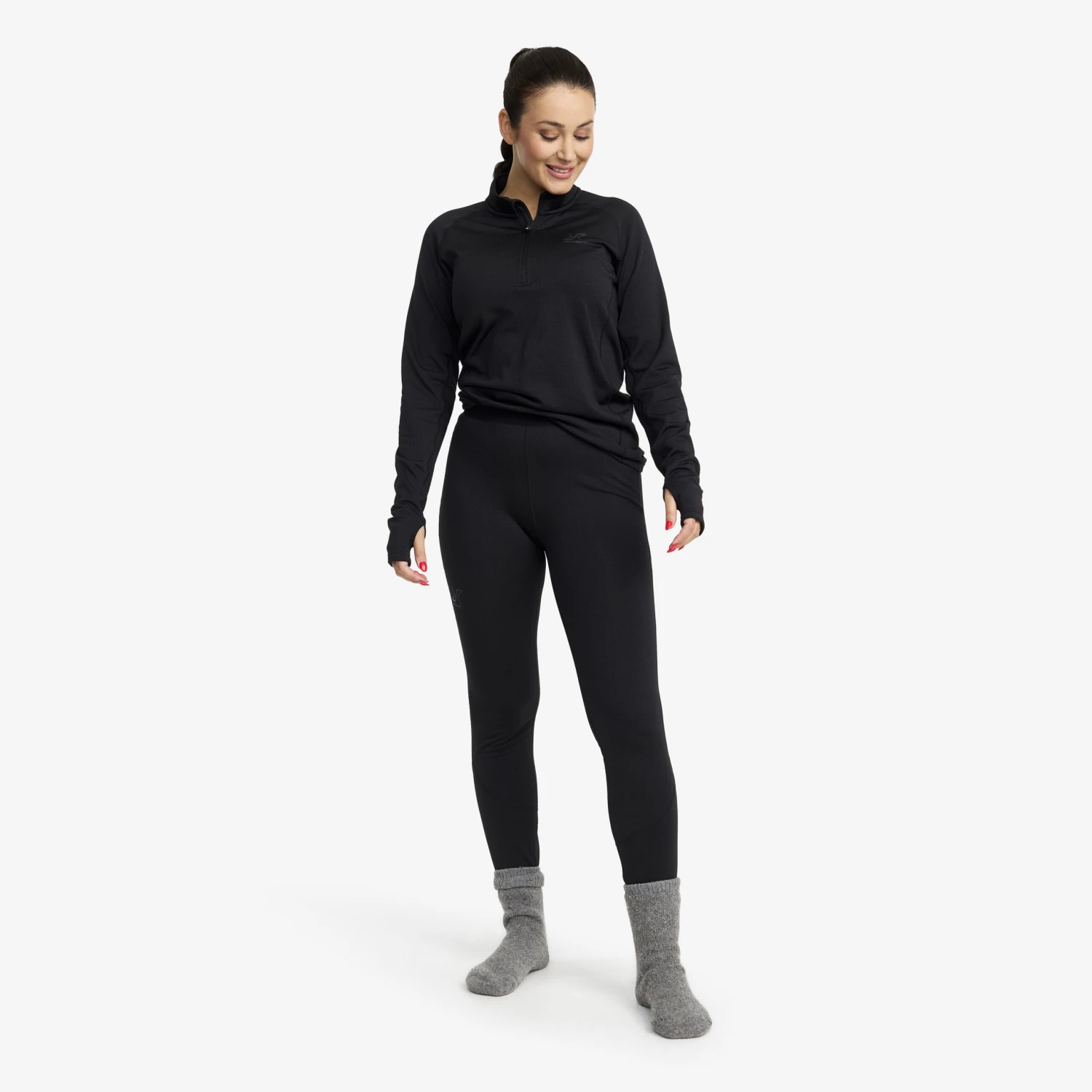 Waffle 1/2 Zip Baselayer Top Women Black 2 Waffle 1/2 Zip Baselayer Top Women Black - Image 2